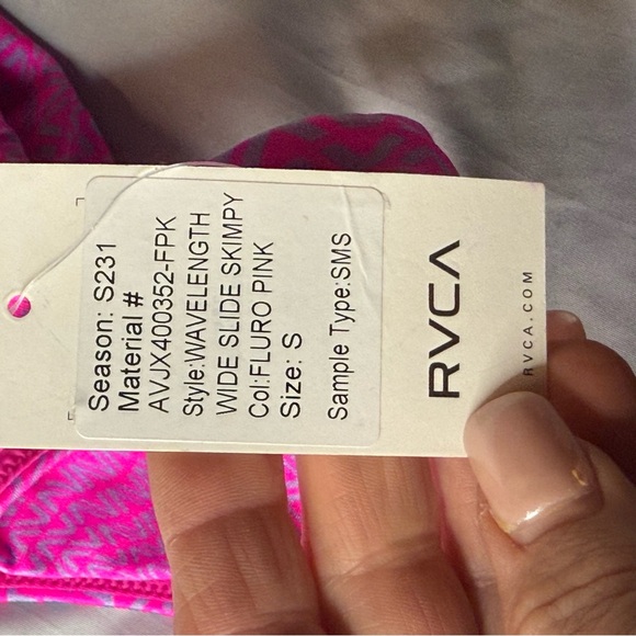 RVCA Wavelength wide slide skimpy bikini BOTTOM fluorescent pink size SMALL - Picture 6 of 8